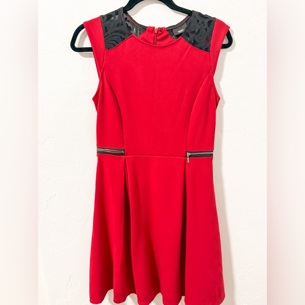 Mossimo Red Dress with Black Lace Accents